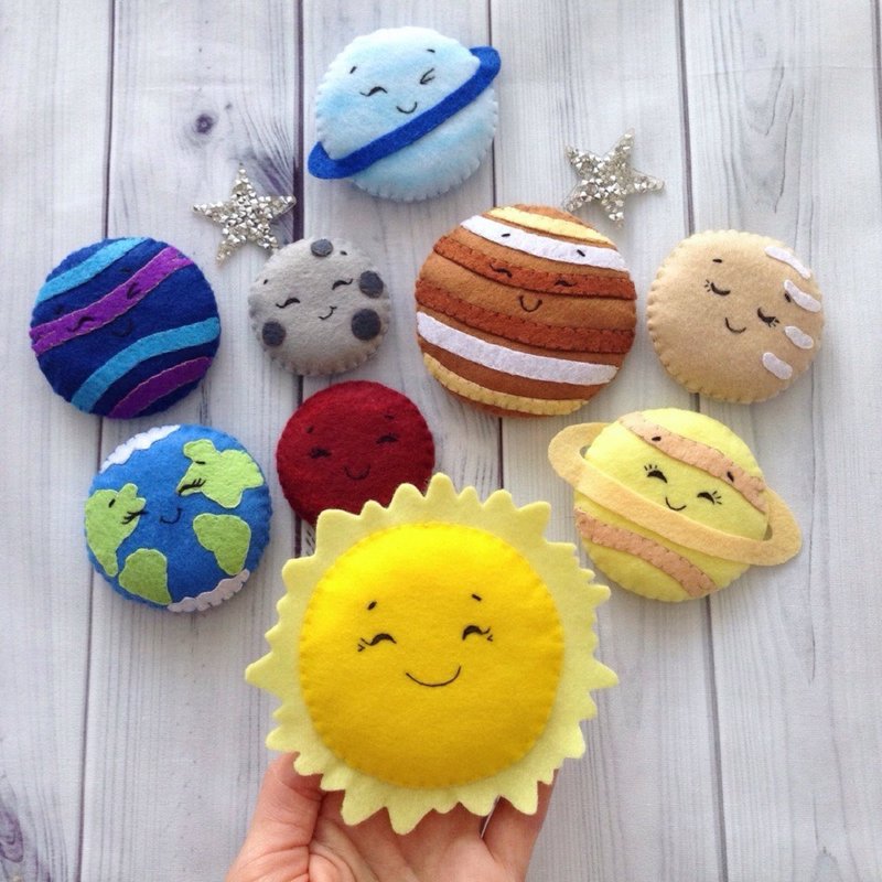 行星毛氈 玩具 太陽系 空間 嬰兒益智玩具 太陽 帶磁鐵 幼兒房 - 寶寶/兒童玩具/玩偶 - 環保材質 多色
