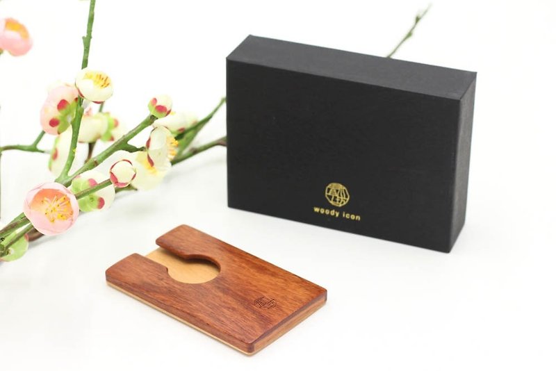 Aoki Workshop / Customizable-Heyunjian Business Card Holder (Pear + Beech) - Card Holders & Cases - Wood Red