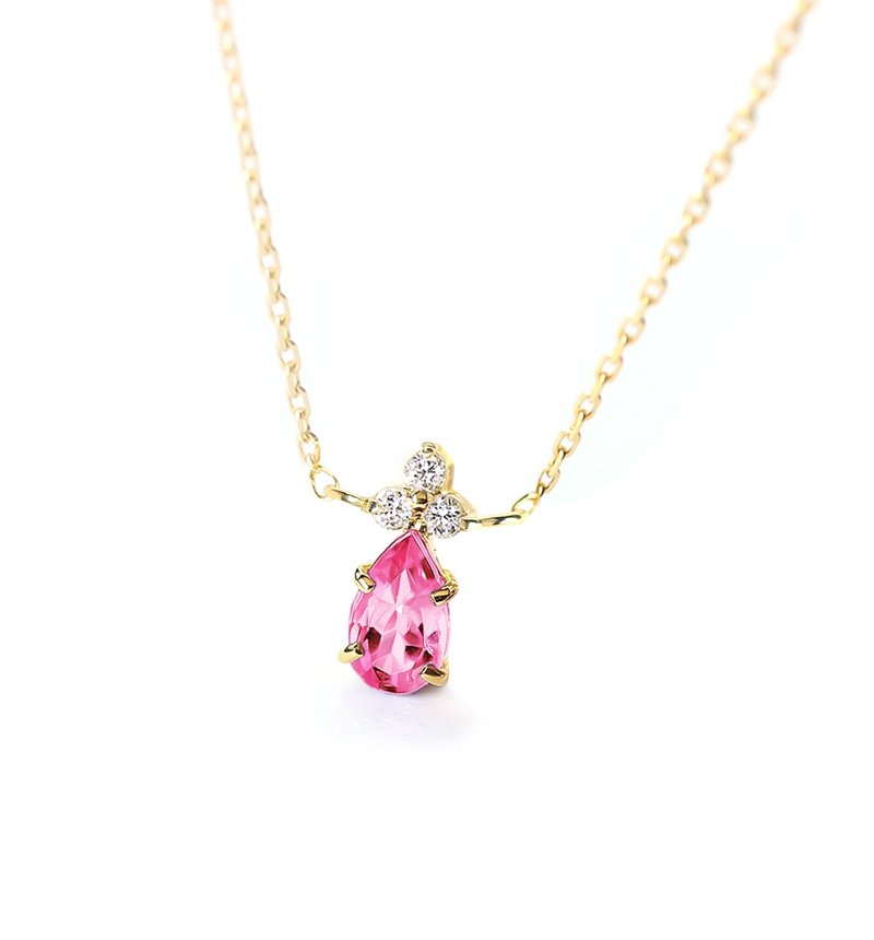 K18 アヤナスピネル(ピンクスピネル)&ダイヤモンドのネックレス ~Ello Lilas~ 8月誕生石 - 項鍊 - 寶石 粉紅色