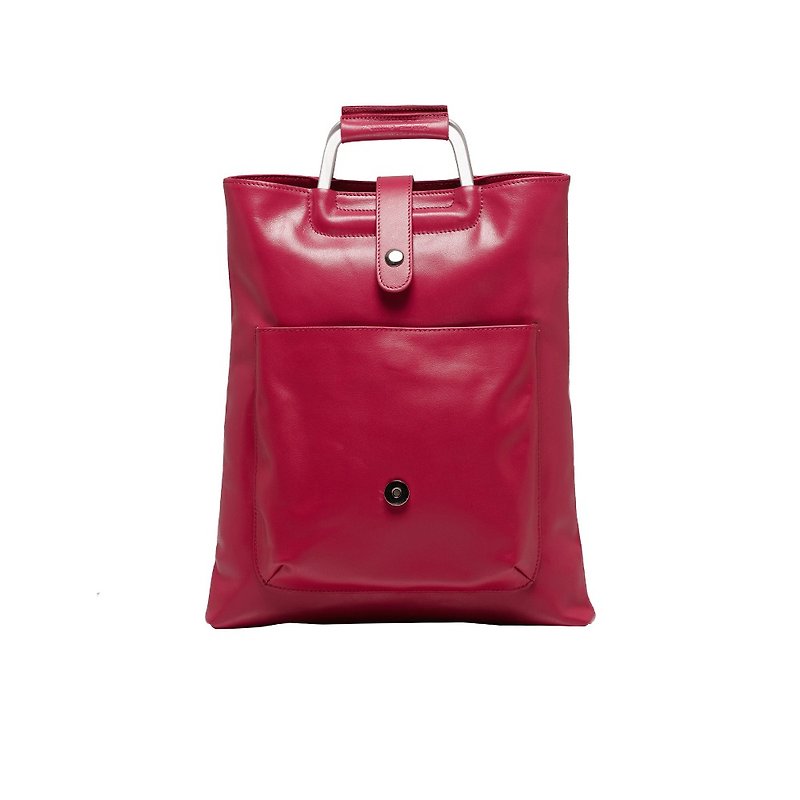 皮派得 | 手提包 | 13吋平板包 | 桃紅色 | 提案包 | 可折疊 - 側背包/斜孭袋 - 真皮 紅色