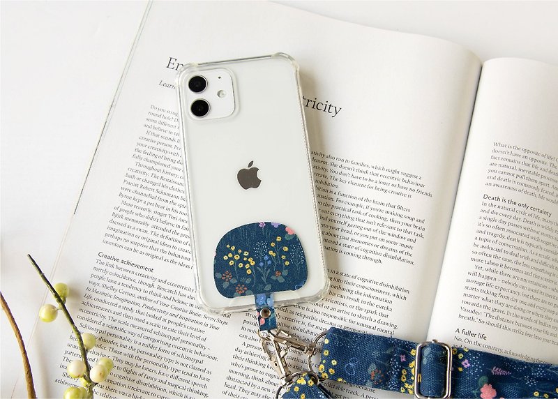 [Walking in the country-blue-flowering mobile phone strap] adjustable length/neck hanging and cross-body dual-use - อุปกรณ์เสริมอื่น ๆ - เส้นใยสังเคราะห์ หลากหลายสี