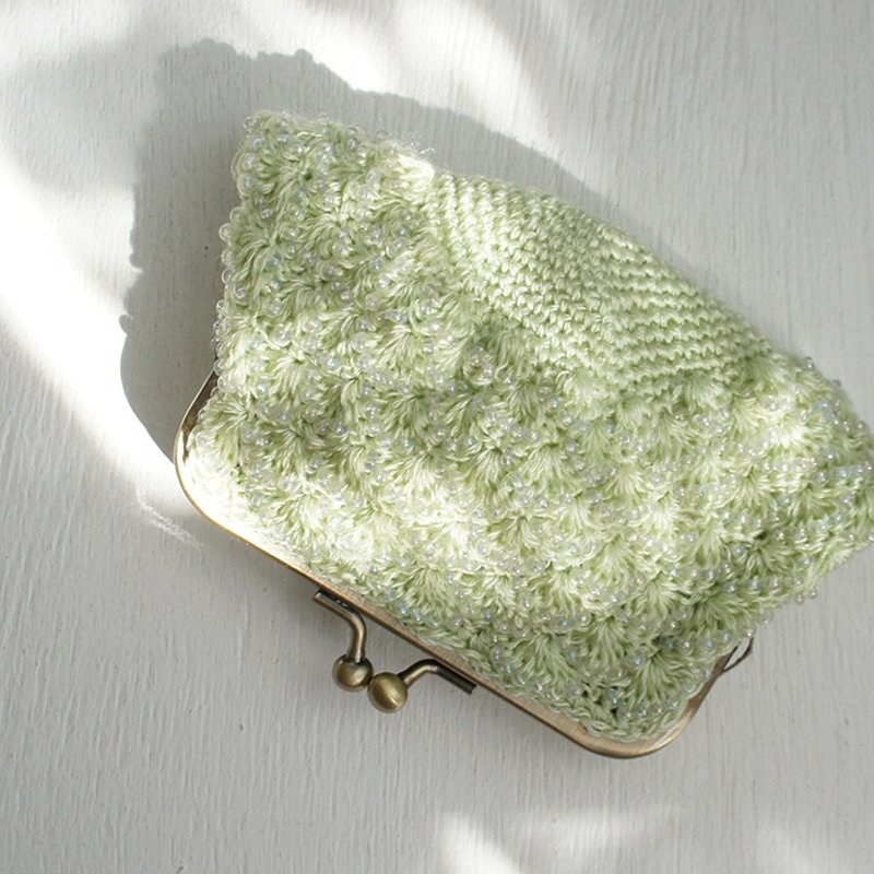 Ba-ba handmade Crochet pouch  No.C1360 - 化妝包/收納袋 - 其他材質 綠色