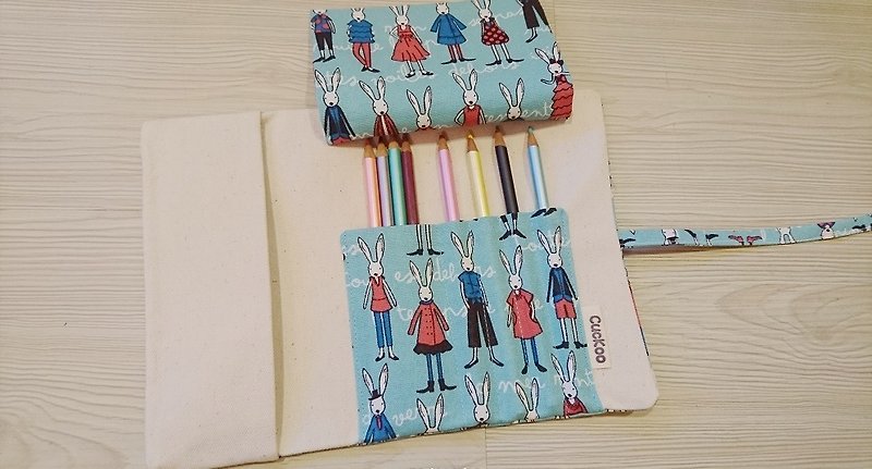 Cotton cloth pencil pen brush tool bag pouch bags Mr. Bunny Miss Bunny - Pencil Cases - Cotton & Hemp Multicolor