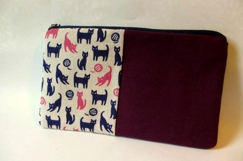 Towel pouch * Purple Cat - กระเป๋าเครื่องสำอาง - ผ้าฝ้าย/ผ้าลินิน สีเขียว