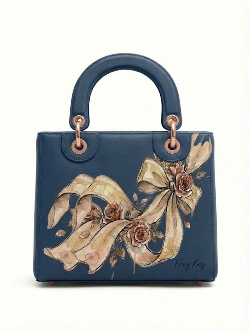 Fancy Ribbon Handbag / Shoulder Bag - กระเป๋าแมสเซนเจอร์ - วัสดุอื่นๆ สีน้ำเงิน
