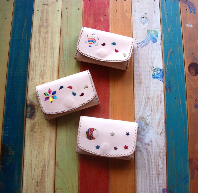 ミニウォレット　太陽　月　麻の葉模様 - 錢包/皮夾/長短夾 - 真皮 