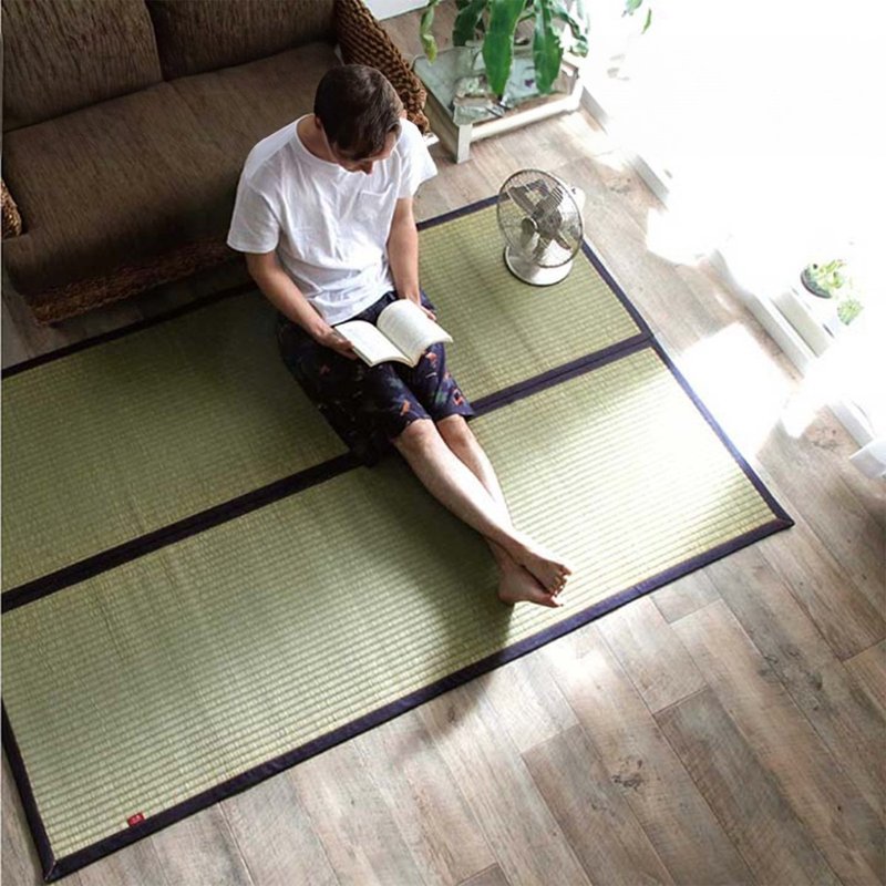 Okinawa Rush Grass Carpet: Natural Air Purifier with Wabi-Sabi Artisan Aesthetic - Rugs & Floor Mats - Plants & Flowers 