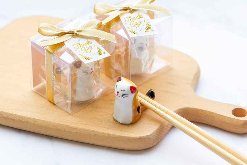 透明盒裝 幸福貓咪筷架 感謝小禮 創意禮物 快嫁 - 筷子/筷架 - 其他材質 橘色