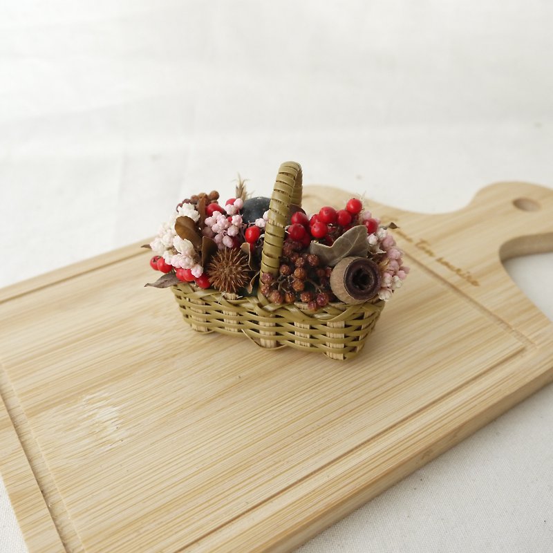 [Mini to no] Mini bamboo and rattan basket drying table flower decoration - Plants - Plants & Flowers Brown