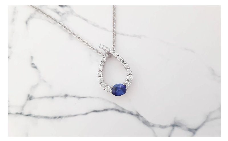 輕奢鑽石藍寶小套鍊 18K - 項鍊 - 鑽石 