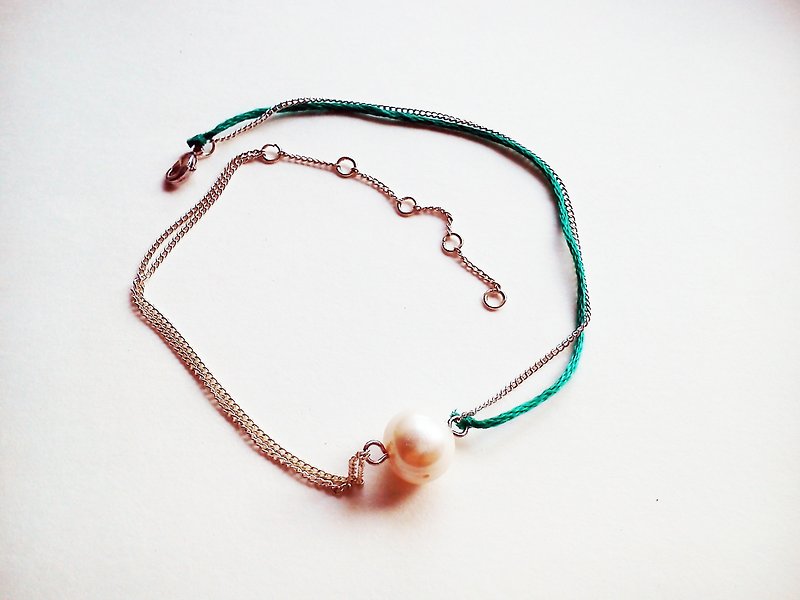 Sea water green own design freshwater pearl anklet-Sea Breeze series - Other - Other Metals Green
