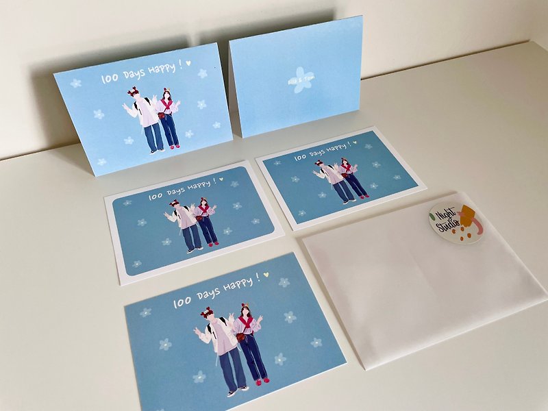 【客製卡片】 客製明信片 客製對折卡片 人像畫 情侶 朋友 家人 - 心意卡/卡片 - 紙 白色