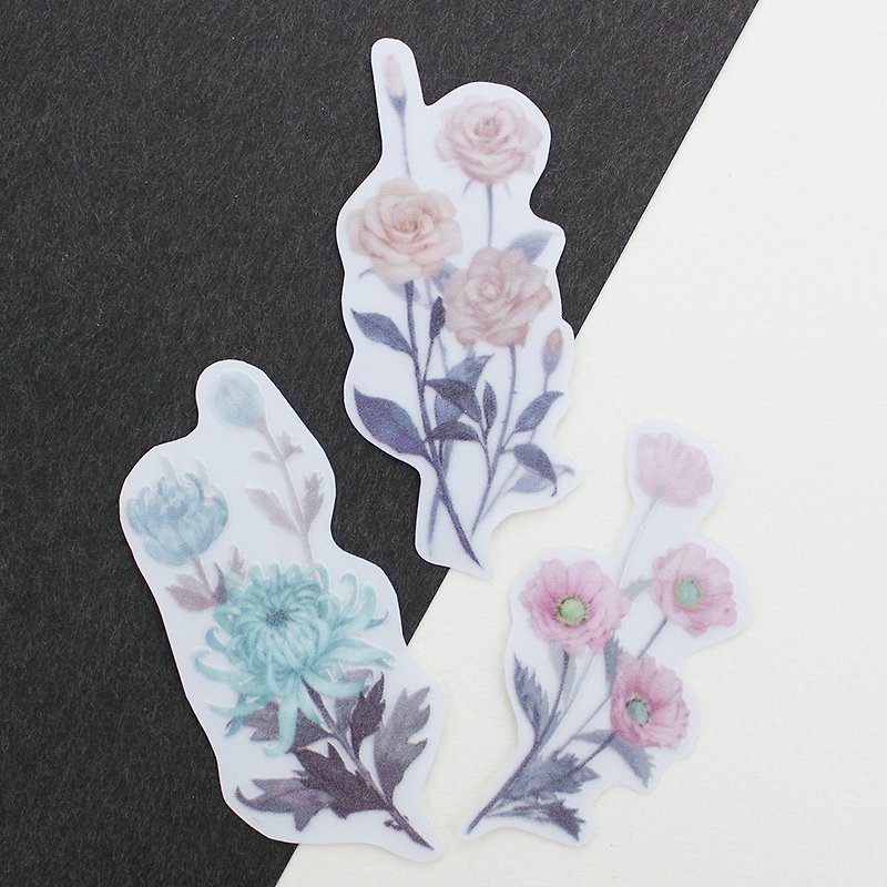 Outdoor stickers - Dried flowers -Choose 4 pieces - สติกเกอร์ - พลาสติก สีใส