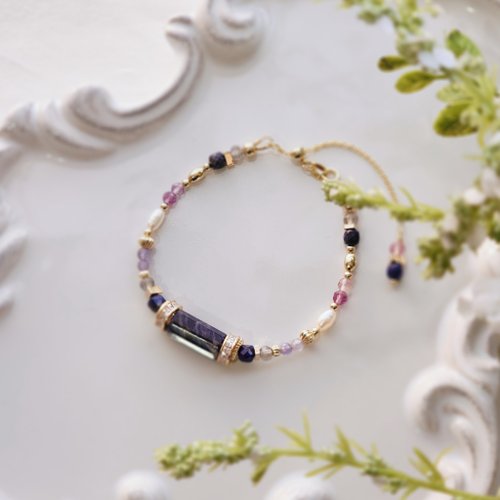 鳶尾花 IRISES JEWELRY 梨花 | 堅定決心藍紋石 珍珠 天然石手鍊 延長鍊 可改磁扣彈性鍊