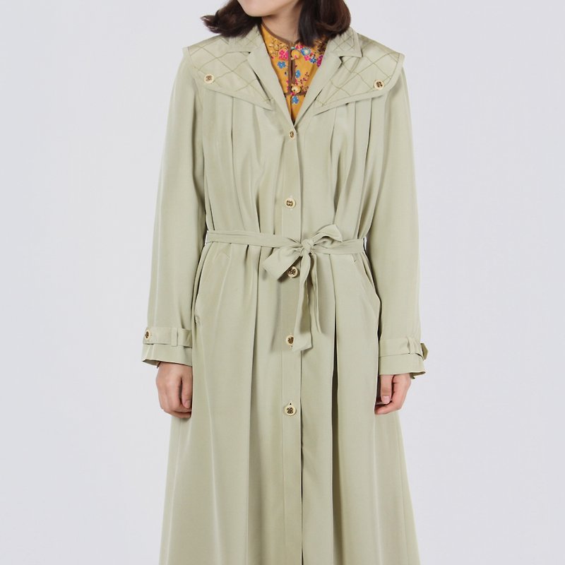 [Egg plant vintage] Mint grass umbrella windbreaker - Women's Blazers & Trench Coats - Other Man-Made Fibers 