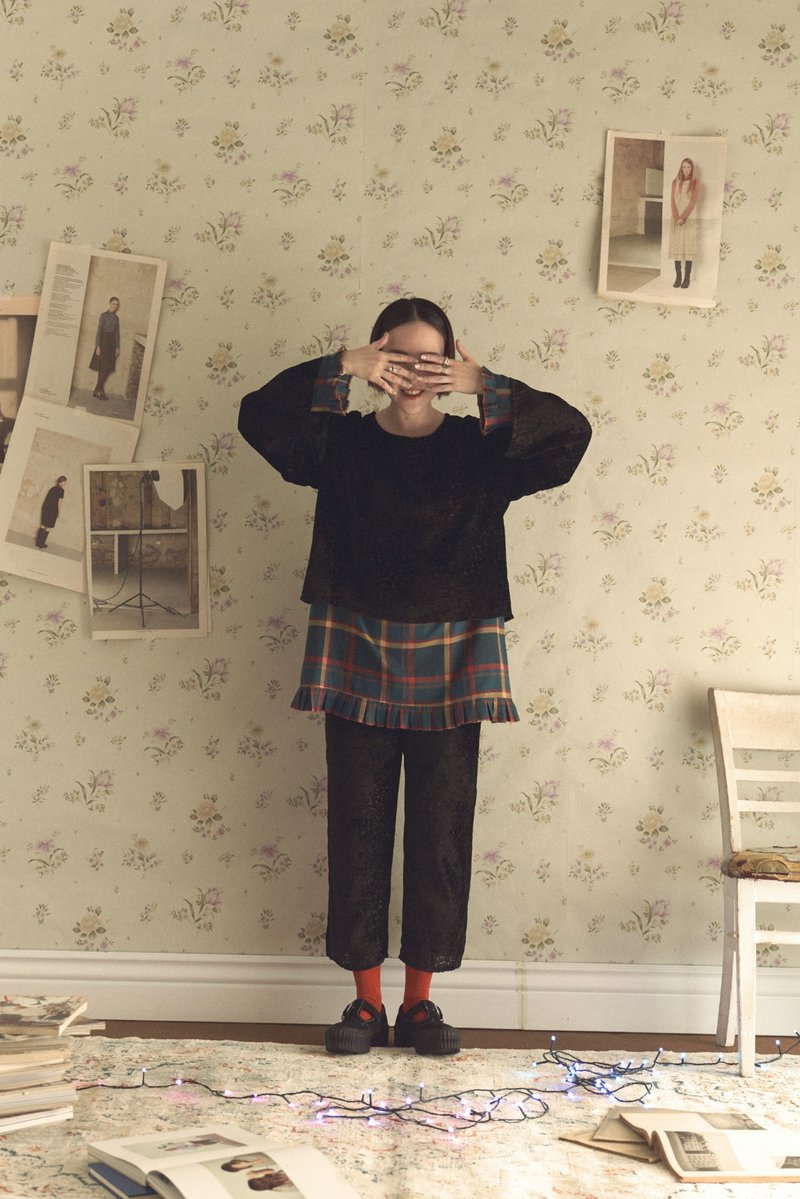 Black Velour Sheer Floral Set - Other - Other Materials Black