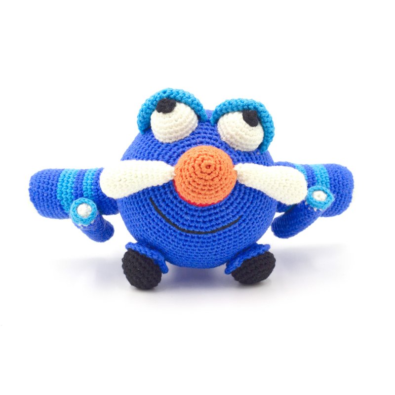 Blue airplane toy, stuffed airplane, crochet jet plane, amigurumi airplane - 寶寶/兒童玩具/玩偶 - 其他材質 