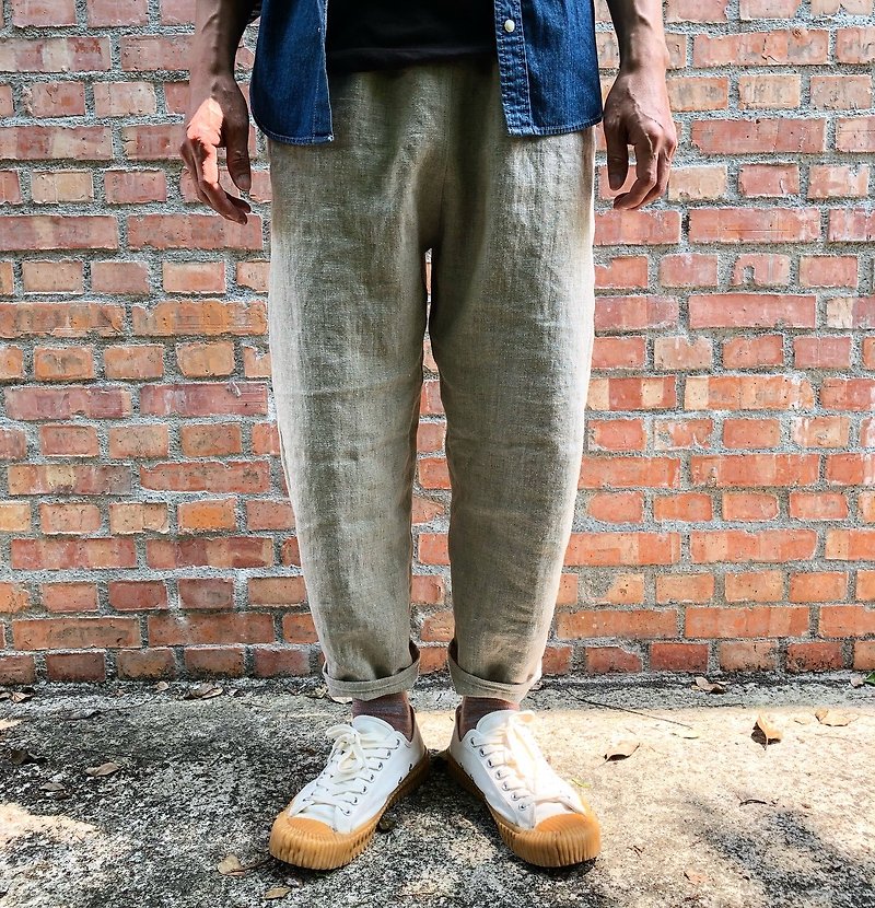 Thick pound Linen trousers for boys - กางเกงขายาว - ผ้าฝ้าย/ผ้าลินิน สีกากี