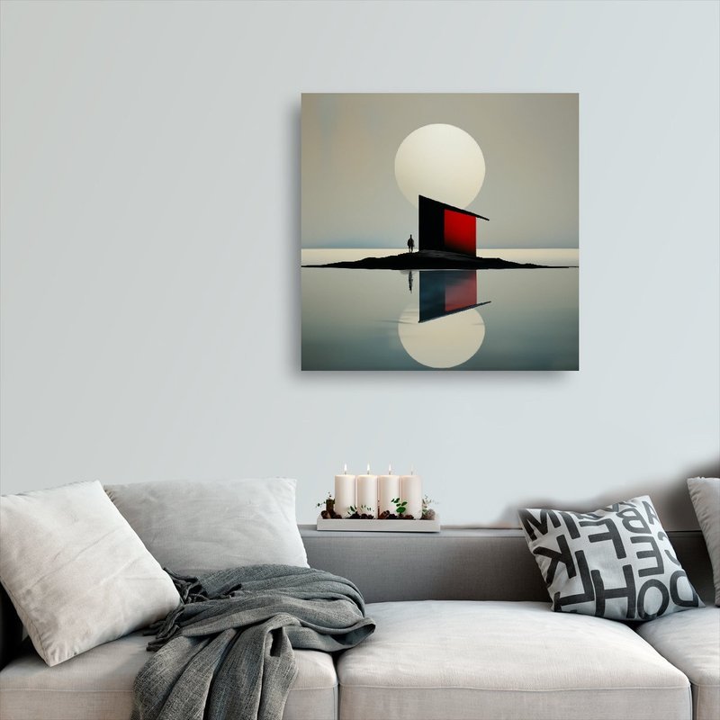 Sunset Ocean painting indoor hanging painting minimalism wall decor - โปสเตอร์ - ผ้าฝ้าย/ผ้าลินิน หลากหลายสี