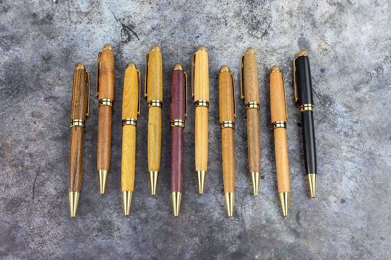 Wooden hand-rotating ball-point pen with laser engraving, customized wooden pen [658 series] - ปากกา - ไม้ หลากหลายสี