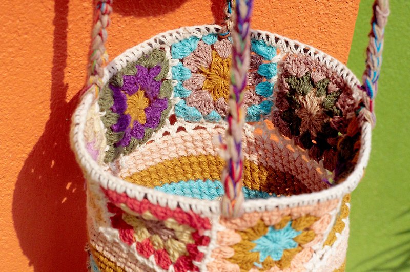 Valentine's Day gift limited to a hand-woven fabric basket / basket / hanging bag / nest knitting basket / flower woven basket - candy color sweet forest flowers weaving - กล่องเก็บของ - ผ้าฝ้าย/ผ้าลินิน หลากหลายสี