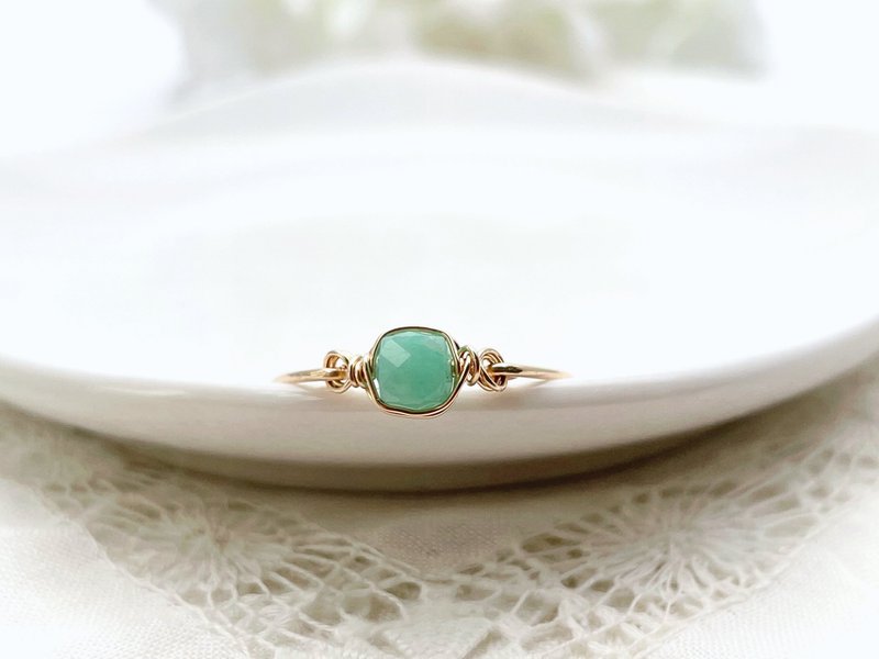 Pastel cube - エメラルドのワイヤーリング - 戒指 - 寶石 綠色