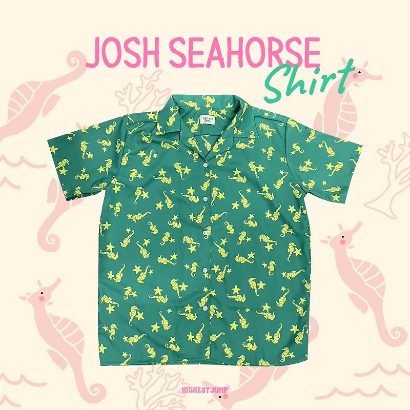 Josh hawaii shirt husky / dog gang / paint cream เสื้อฮาวายลายน้องหมา - Unisex Hoodies & T-Shirts - Cotton & Hemp 