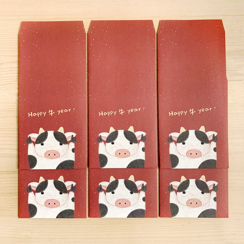 牛牛 紅包袋 (６入一包) - 紅包袋/春聯 - 紙 紅色