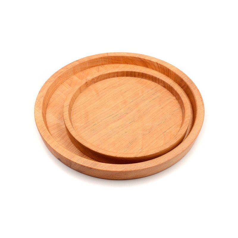 Yuecypress Round Tray | The whole piece is integrally formed solid wood mat, decorative plate for small living things, storage tray - ถาดเสิร์ฟ - ไม้ สีทอง