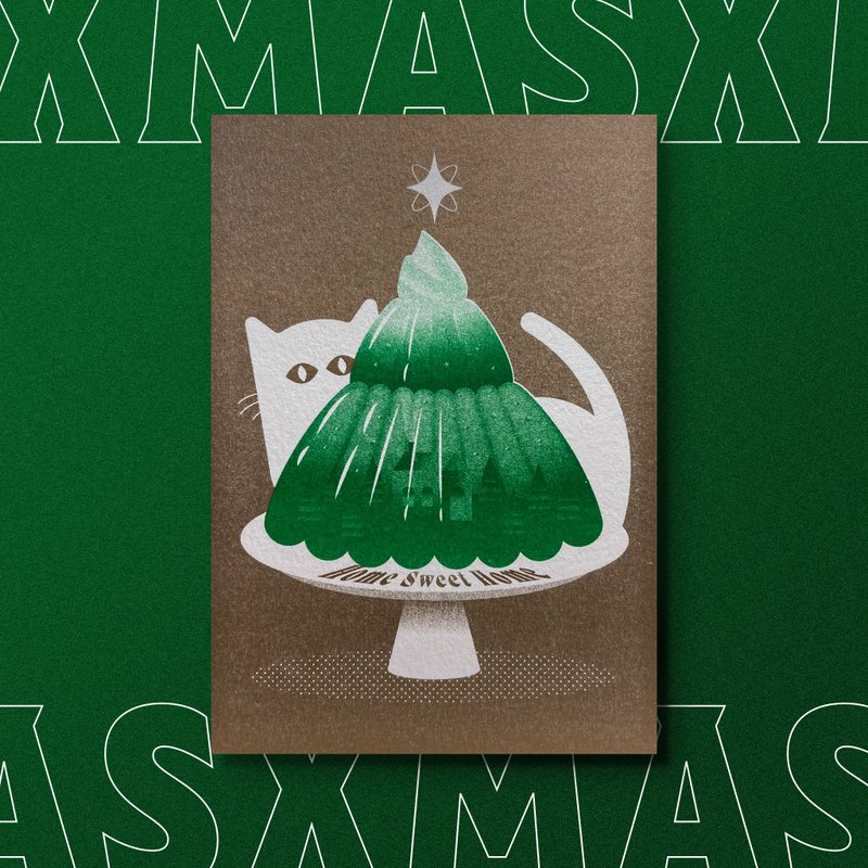 Home Sweet home Xmas card Xmas card Christmas gift - Cards & Postcards - Paper Green