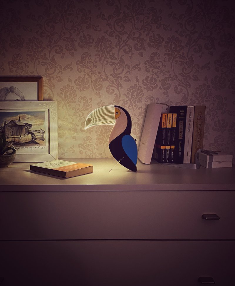 Portable lamp Toucan with rechargeable battery Sleeping night light - 燈具/燈飾 - 木頭 