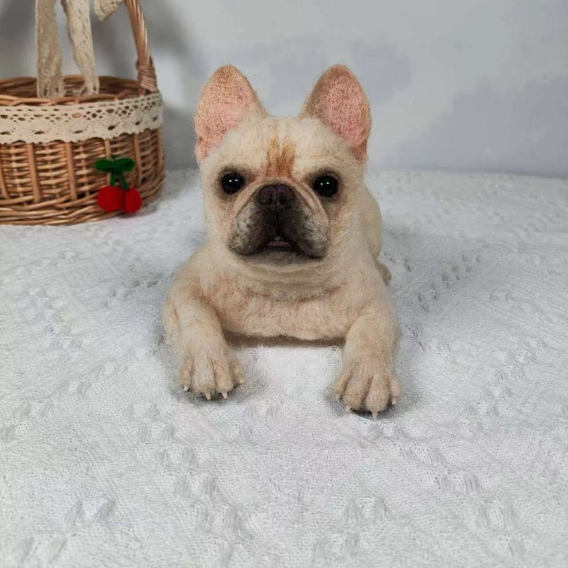 客製化逼真犬 羊毛氈 法國鬥牛犬 寵物 娃娃 定製 狗狗猫咪 234 - 貓/狗玩具 - 羊毛 多色