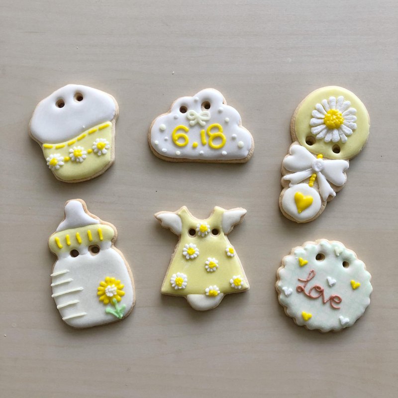 NIJI Cupcake Small Daisy Syrup Frosting Cookie Set - Handmade Cookies - Fresh Ingredients Yellow