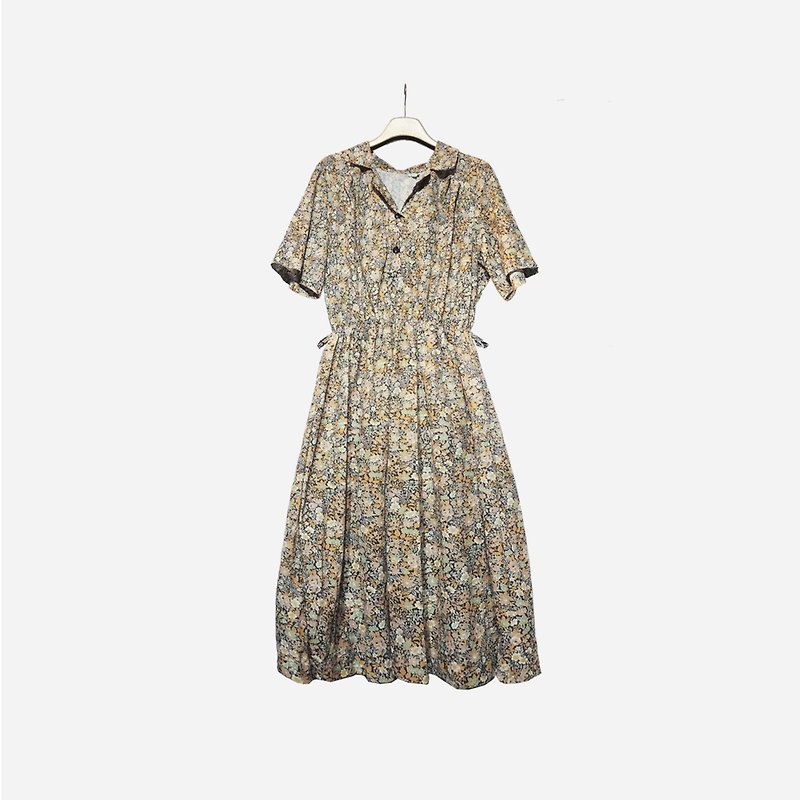 Dislocation vintage / earth color plant dress no.1064 vintage - One Piece Dresses - Polyester Khaki