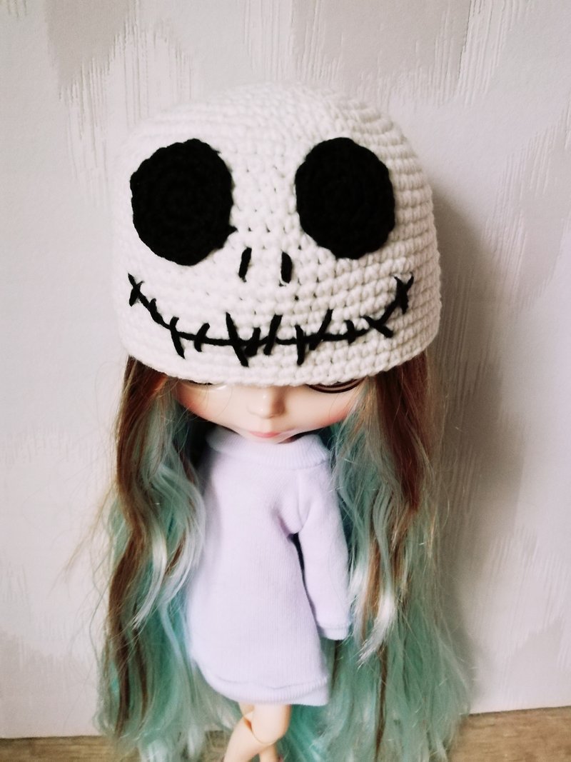 Blythe hat crochet white Skeleton - 公仔/玩偶 - 棉．麻 白色