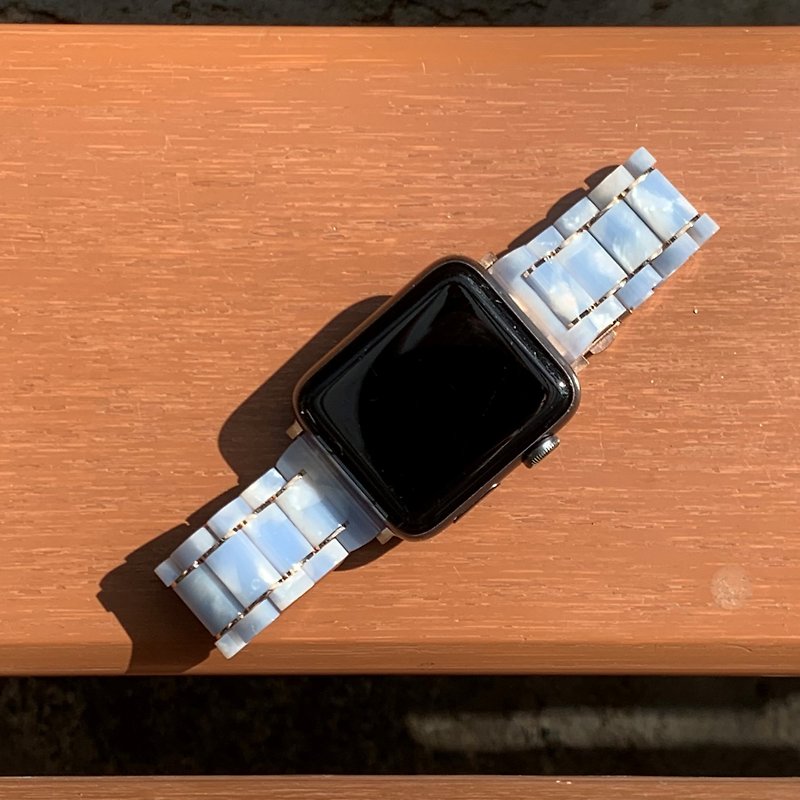 Clear Blue Sky Acetate and Stainless Steel Apple Watch Strap - สายนาฬิกา - วัสดุอีโค สีน้ำเงิน