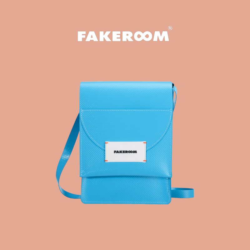 【FAKEROOM】Trendy Rainbow Messenger Bag Side Backpack Crossbody Bag (Small/Qinxin Blue) Genderless - กระเป๋าแมสเซนเจอร์ - เส้นใยสังเคราะห์ สีน้ำเงิน