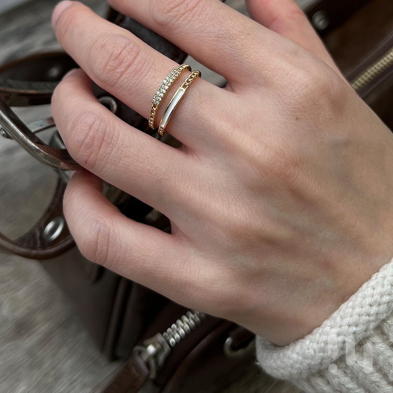 Track ring│Brass Bronze-plated Stone adjustable ring LIM:M PROJECT - General Rings - Copper & Brass Gold