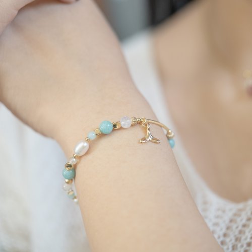 歆飾 Hsin Jewelry 珍珠美人魚│天然珍珠 天河石 月光石 葡萄石 水晶手鍊 生日禮物