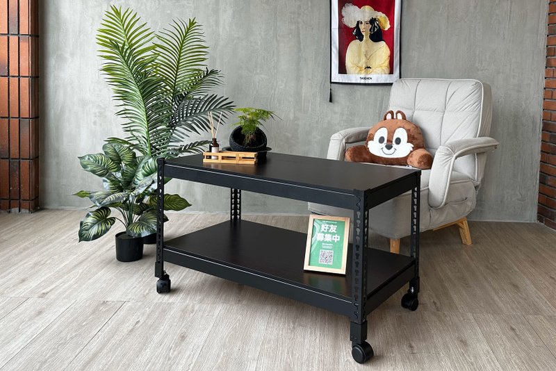 Made in Taiwan/Umi/Angle Steel/Wheel Design Sofa Coffee Table Coffee Table Industrial Style Iron Frame Storage Rack - เฟอร์นิเจอร์อื่น ๆ - วัสดุอื่นๆ สีดำ