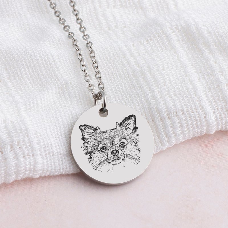 Dog Photo Necklace Dog Necklace Keepsake Necklace Engraved Dog Photo