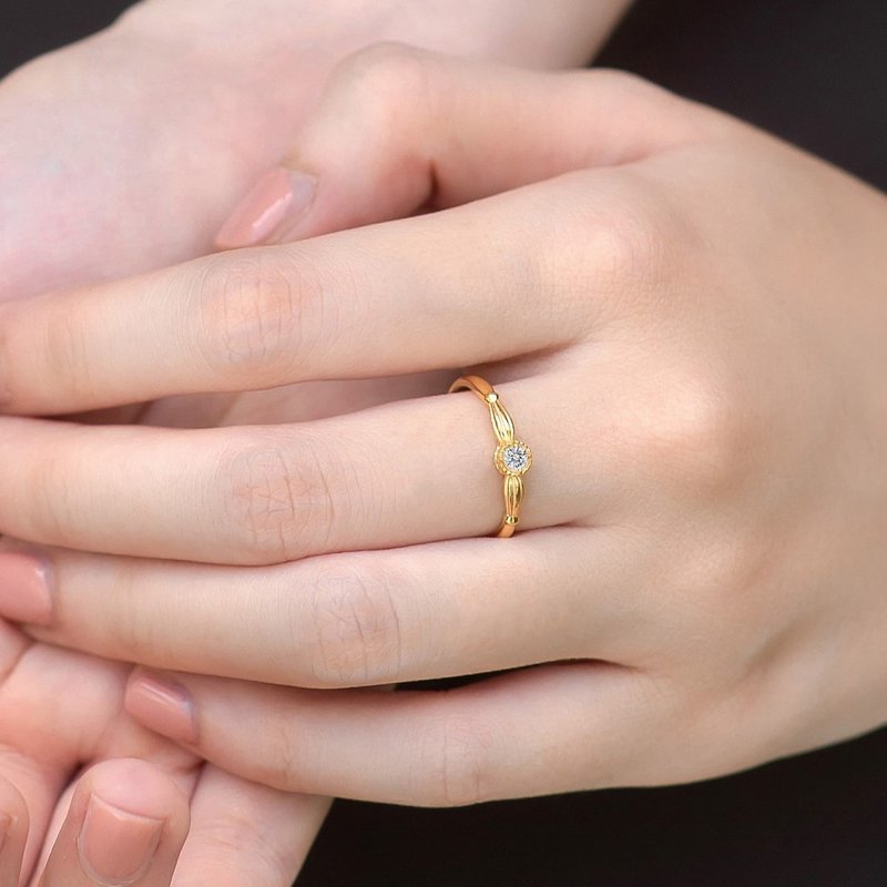 鑽石18K裝飾戒指 羅馬式風格 - 戒指 - 寶石 透明