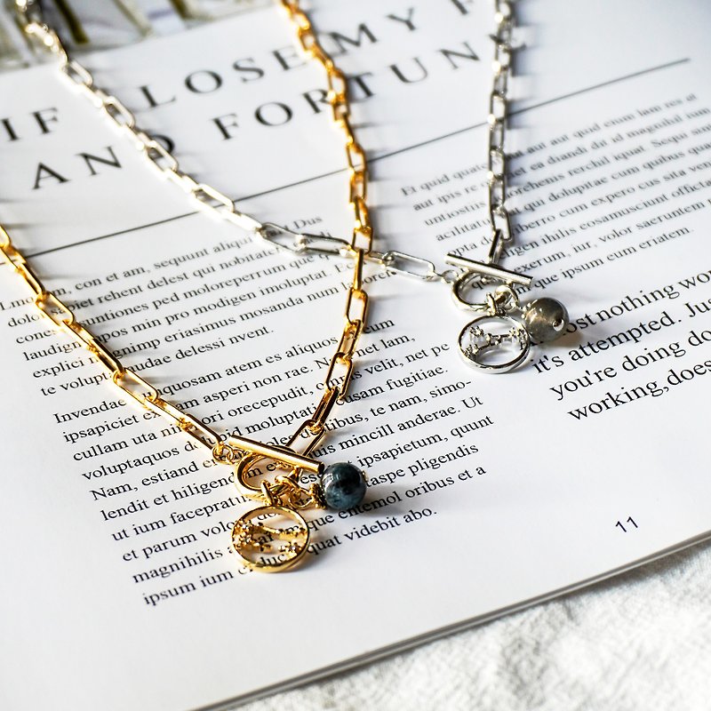 Zodiac crystal necklace series - สร้อยคอทรง Collar - คริสตัล สีทอง