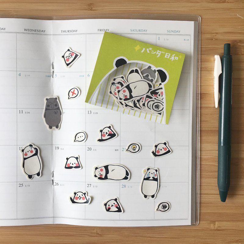 Mini Panda, Great Mood Mini Stickers Set Vol.2 - สติกเกอร์ - กระดาษ ขาว