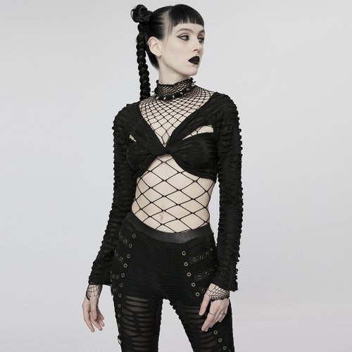 PUNK RAVE 異教徒占卜師透視纏胸上衣 - 波浪 / 蛛網