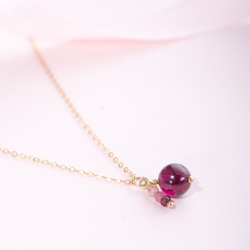 Red Garnet, , 14K Gold Filled Findings Necklace - สร้อยคอ - คริสตัล สึชมพู
