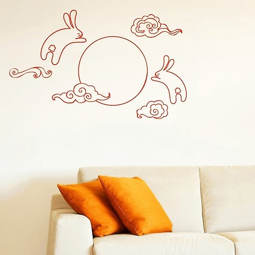 Smart Design 設計 壁貼 Smart Design 創意無痕壁貼◆月兔與月亮(8色可選)
