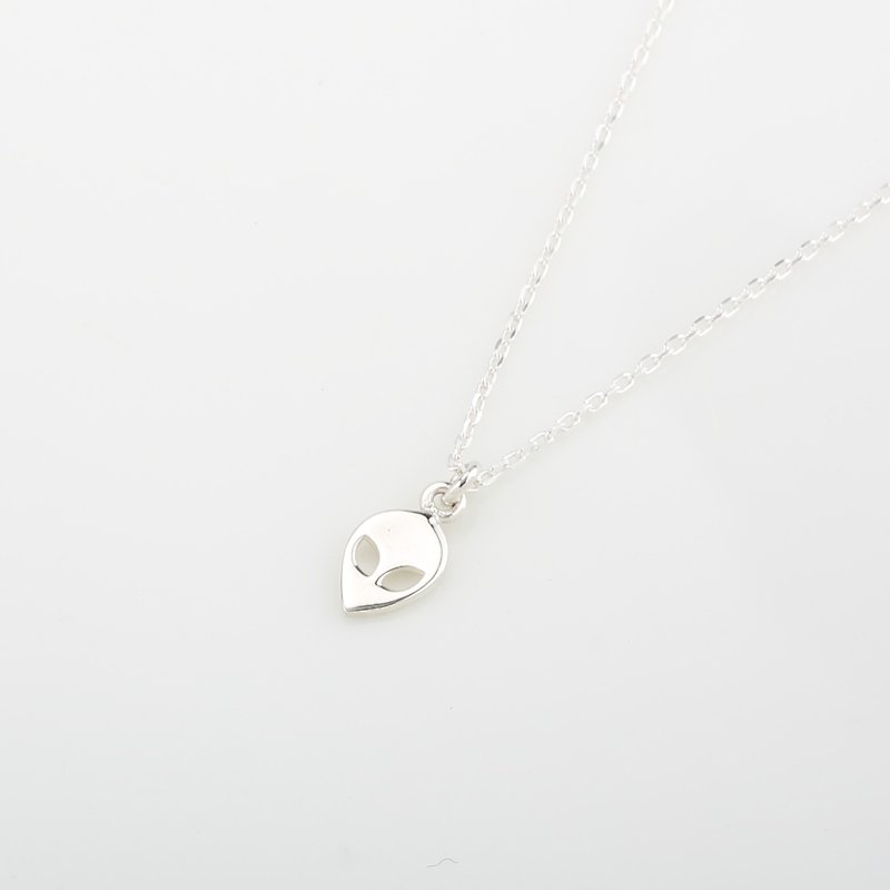 Cute Alien s925 sterling silver necklace Valentines Day gift - Necklaces - Sterling Silver Silver