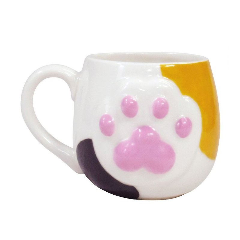 Japanese sunart mug-Flower Cat High five - Mugs - Porcelain Orange