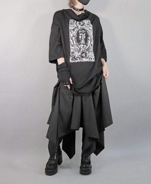 deorart ドレープネック 五分袖 Tシャツ gothic punk rock DRT2704